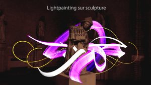 Gildas Lightpainting sur sculpture